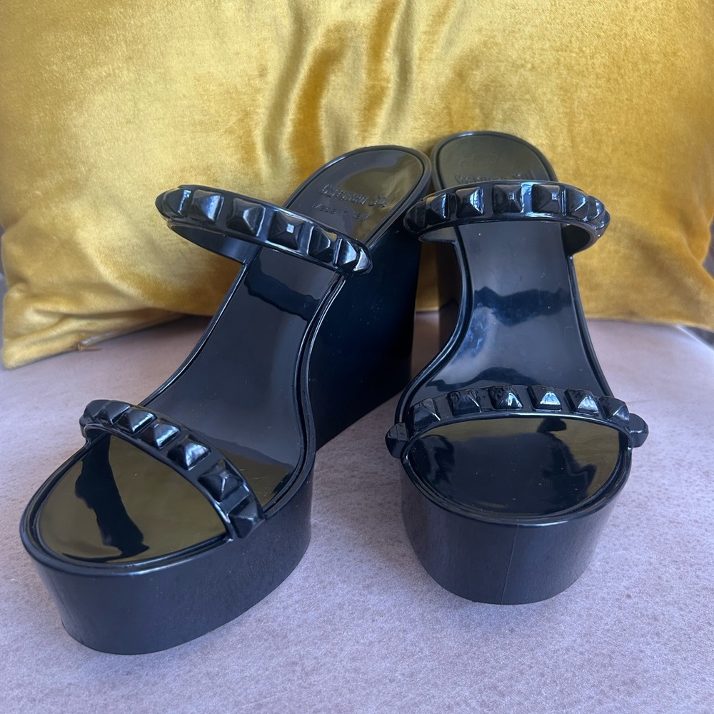 Carmen Sol Black Studded Platform Sandals